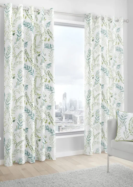 Fusion Fernworthy Green Eyelet Curtains
