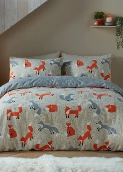Fusion Foraging Fox Brushed Cotton Natural Duvet Cover Set