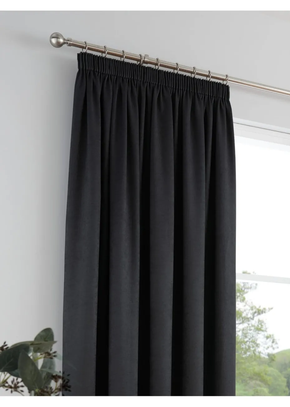 Fusion Galaxy Dimout Black Pencil Pleat Curtains