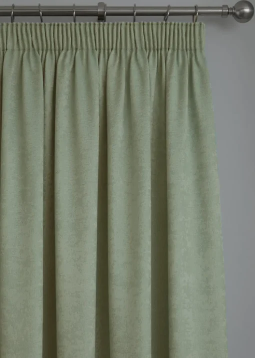 Fusion Galaxy Dimout Green Pencil Pleat Curtains