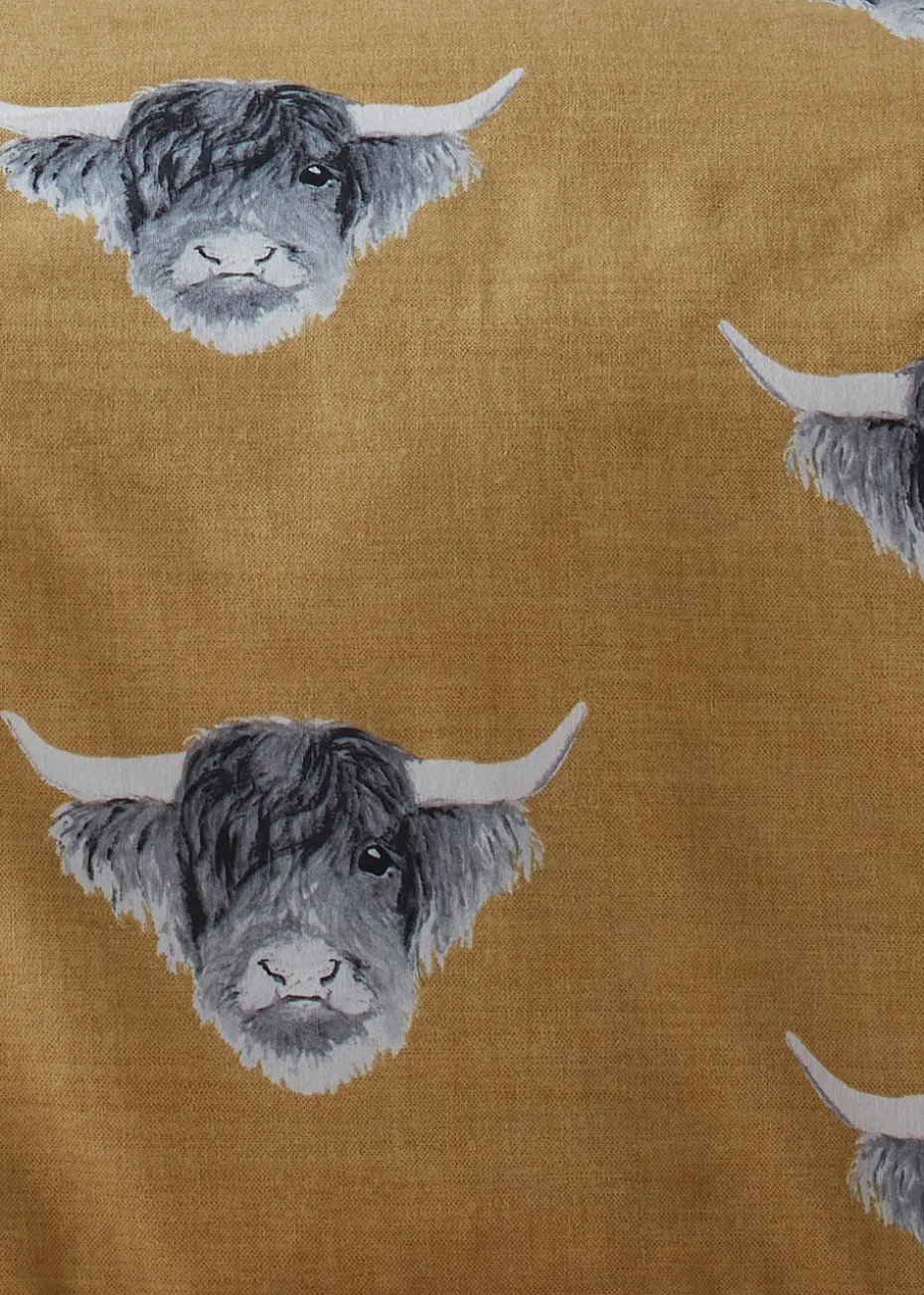 Fusion Highland Cow Brushed Cotton Yellow Duvet Cover Set
