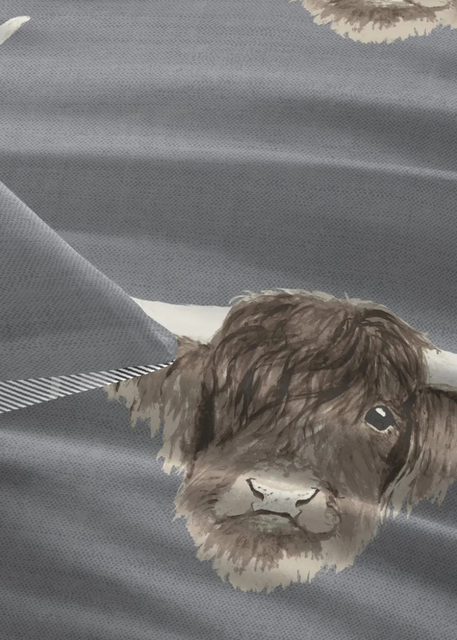 Fusion Highland Cow Grey Duvet Cover Set