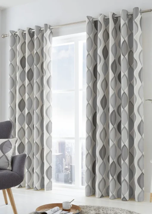 Fusion Lennox Grey Eyelet Curtains