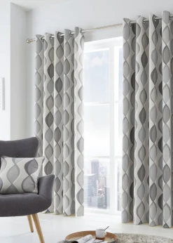 Fusion Lennox Grey Eyelet Curtains