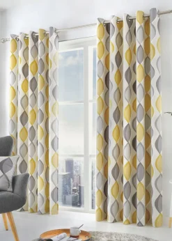 Fusion Lennox Grey Eyelet Curtains