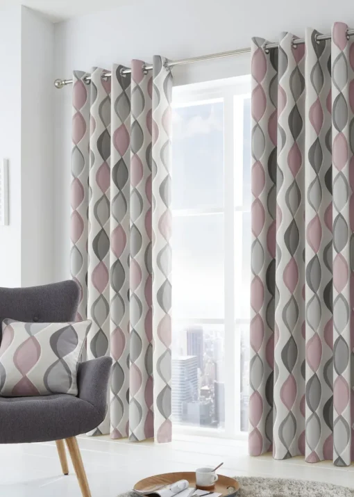 Fusion Lennox Pink Eyelet Curtains