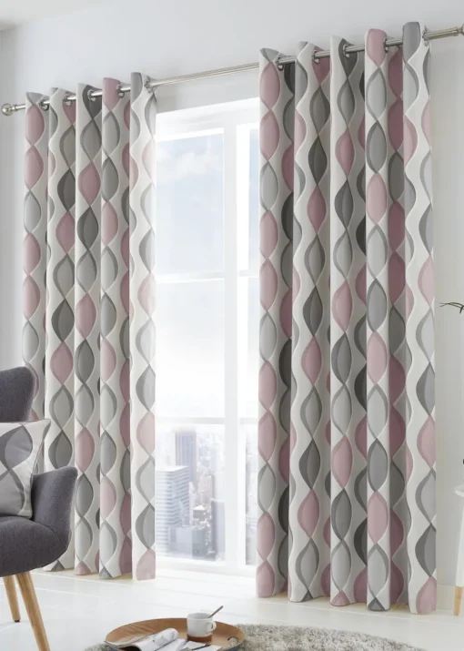 Fusion Lennox Pink Eyelet Curtains