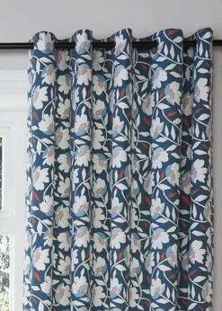 Fusion Luna Blue Eyelet Curtains