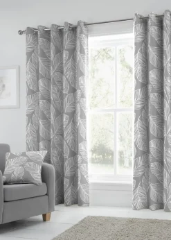 Fusion Matteo Grey Eyelet Curtains