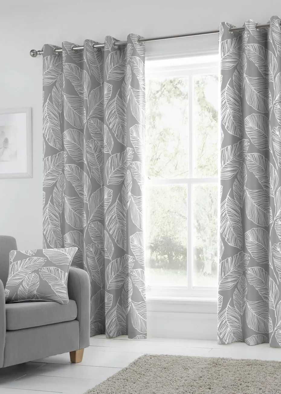 Fusion Matteo Grey Eyelet Curtains