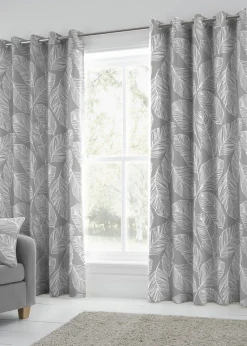 Fusion Matteo Grey Eyelet Curtains