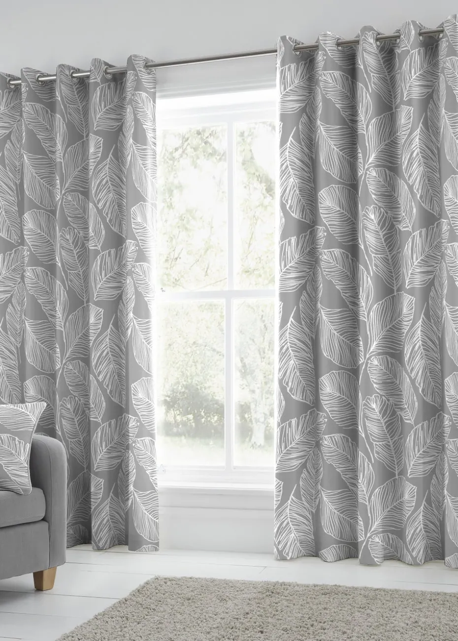 Fusion Matteo Grey Eyelet Curtains