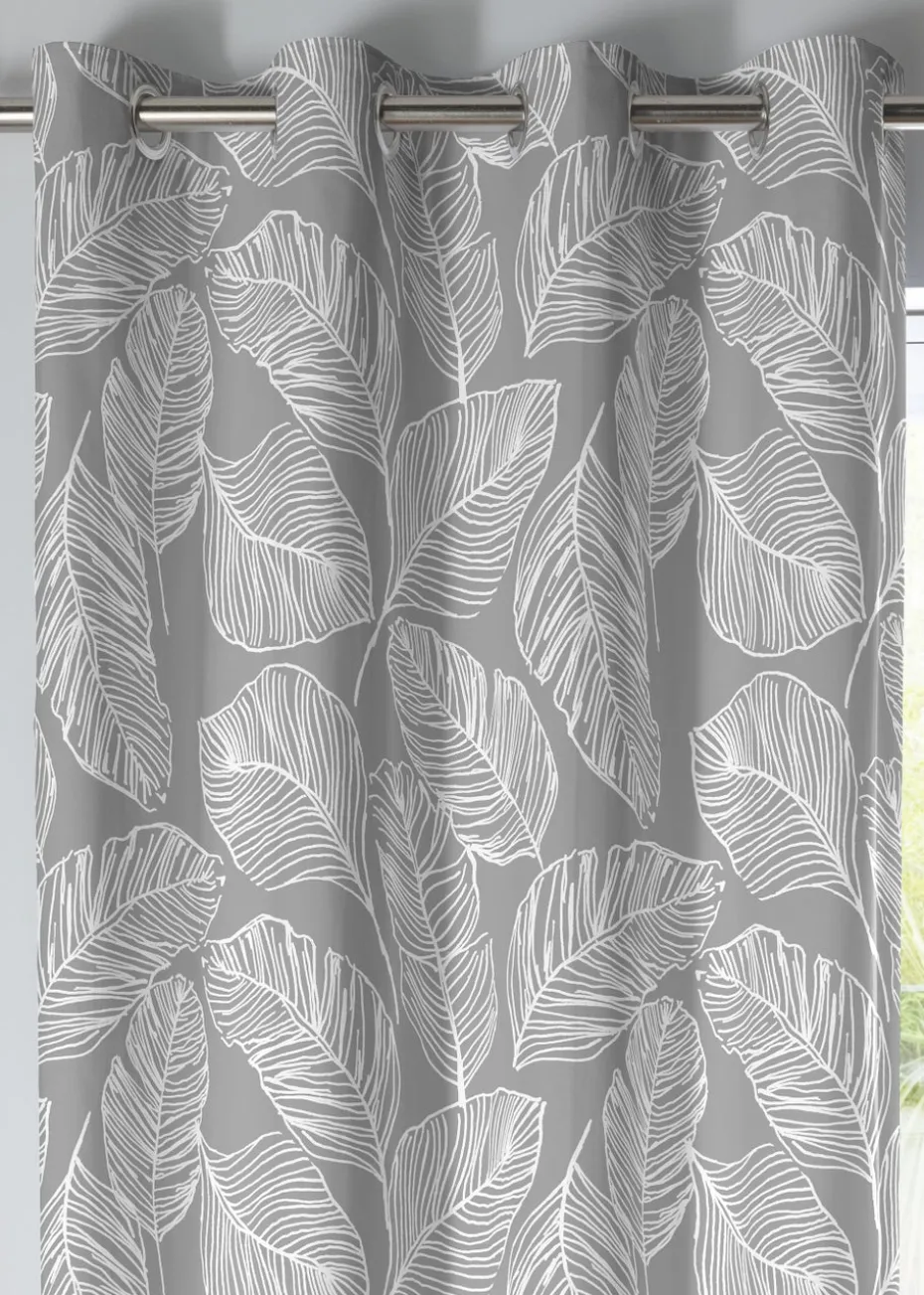 Fusion Matteo Grey Eyelet Curtains