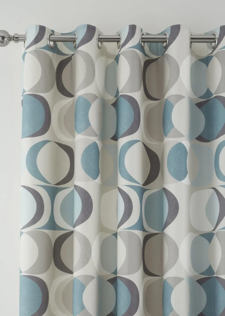 Fusion Sander Blue Eyelet Curtains