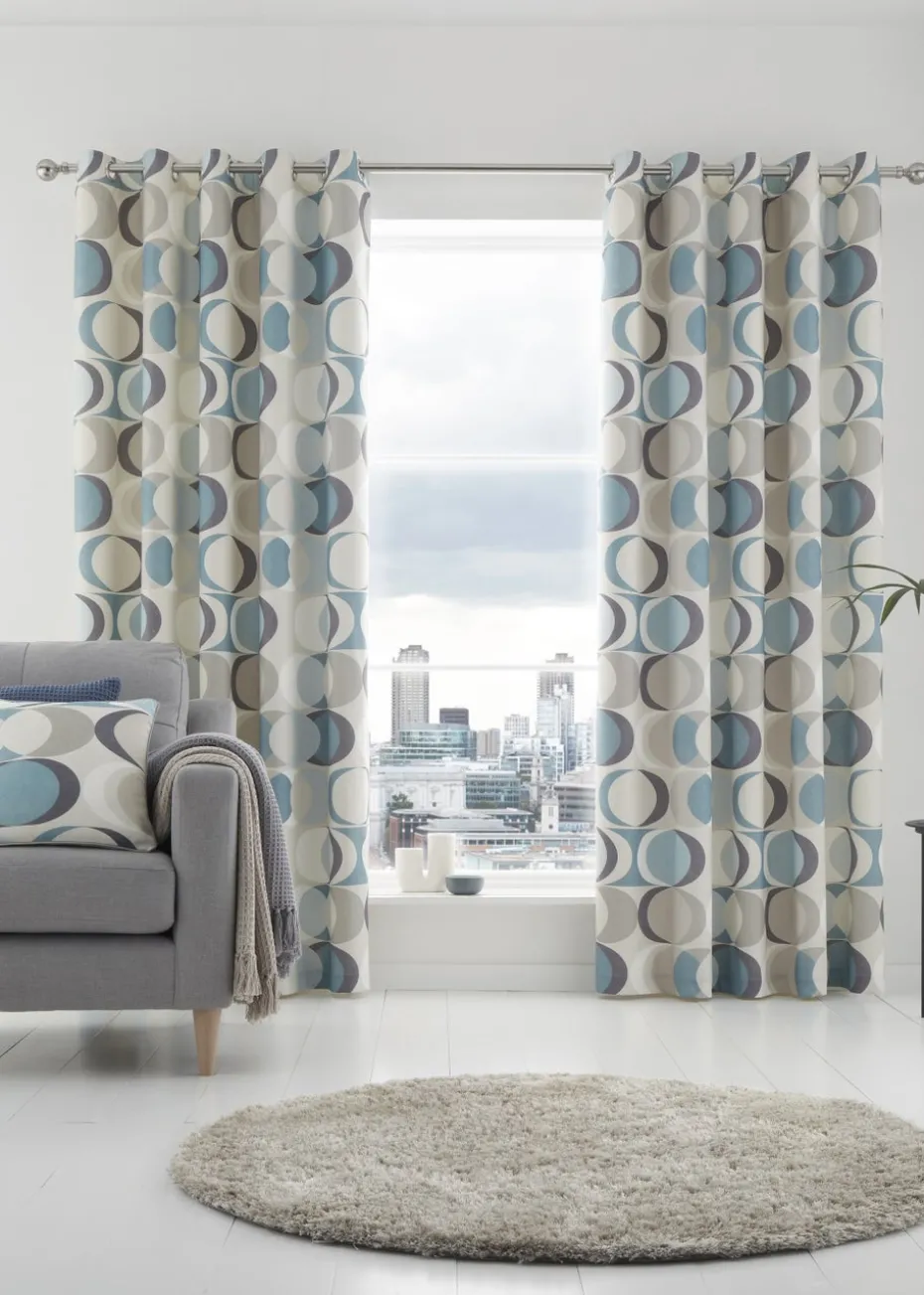 Fusion Sander Blue Eyelet Curtains