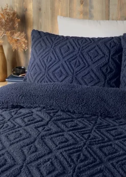 Fusion Snug Romo Navy Pinsonic Fleece Duvet Cover Set
