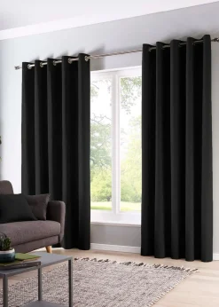 Fusion Sorbonne Black Eyelet Curtains
