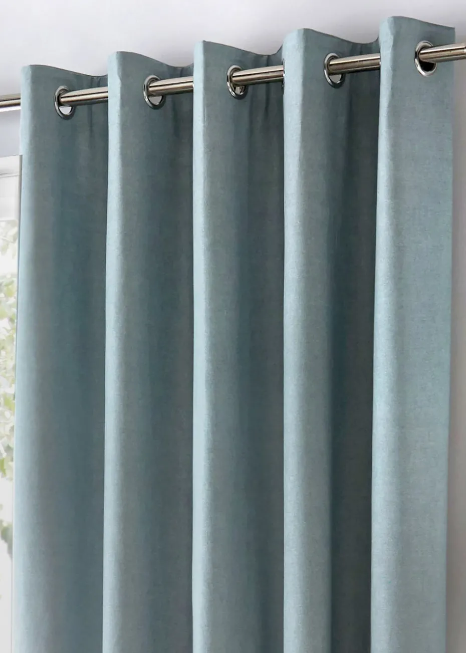 Fusion Sorbonne Blue Eyelet Curtains