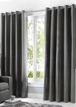 Fusion Sorbonne Grey Eyelet Curtains