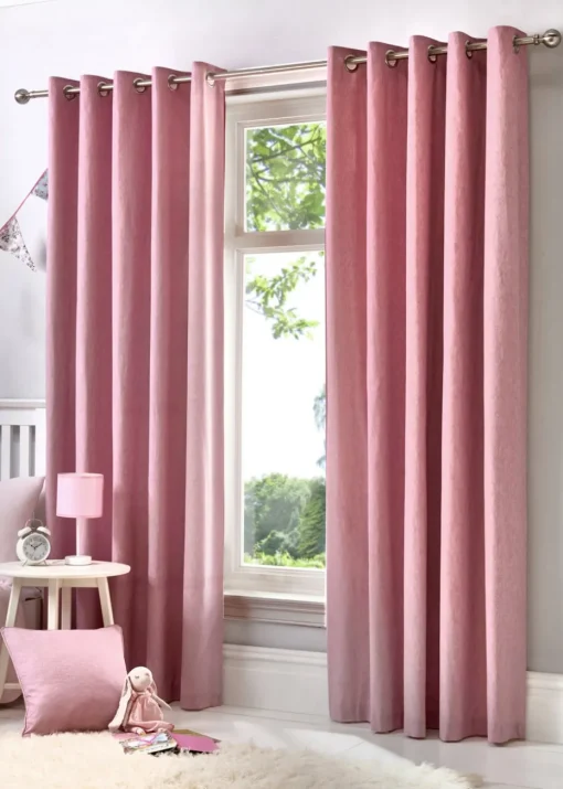 Fusion Sorbonne Pink Eyelet Curtains