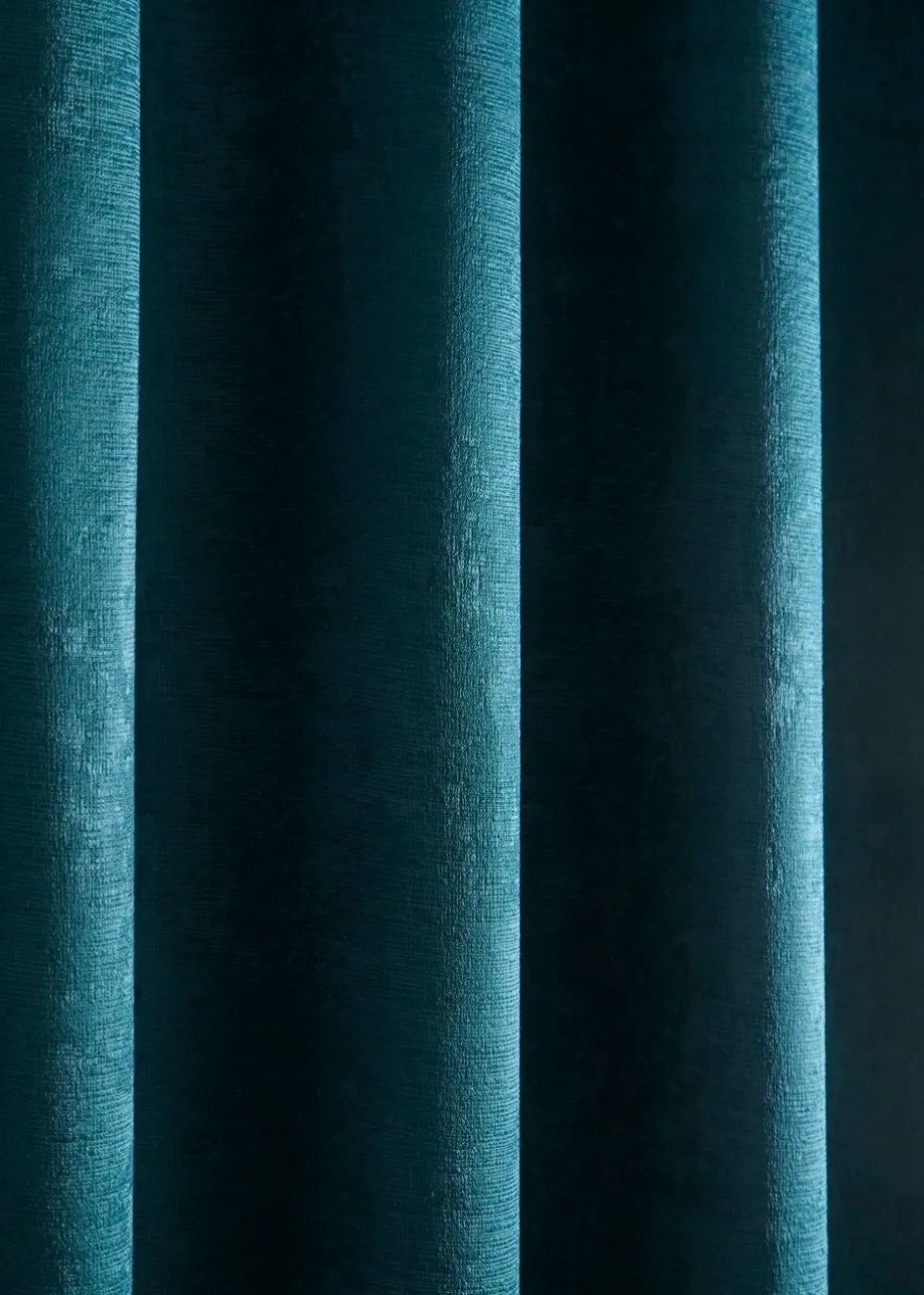 Fusion Strata Dim out Woven Green Eyelet Curtains