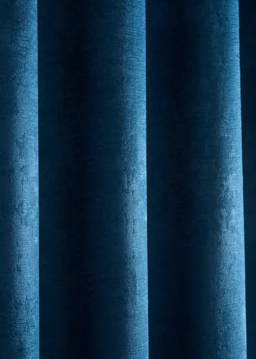 Fusion Strata Dim out Woven Blue Eyelet Curtains