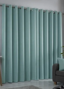 Fusion Strata Dimout Blue Eyelet Curtains