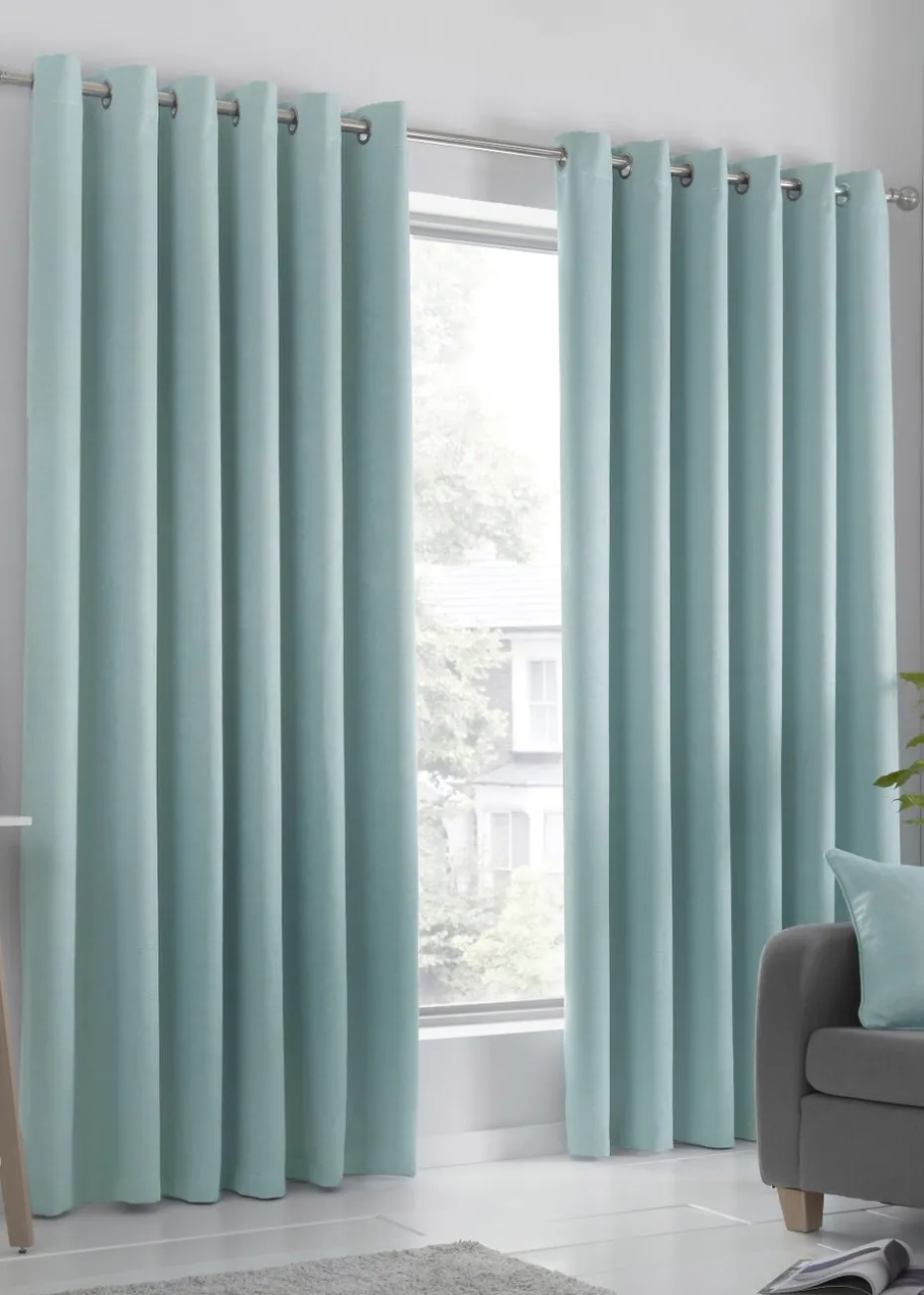 Fusion Strata Dimout Blue Eyelet Curtains