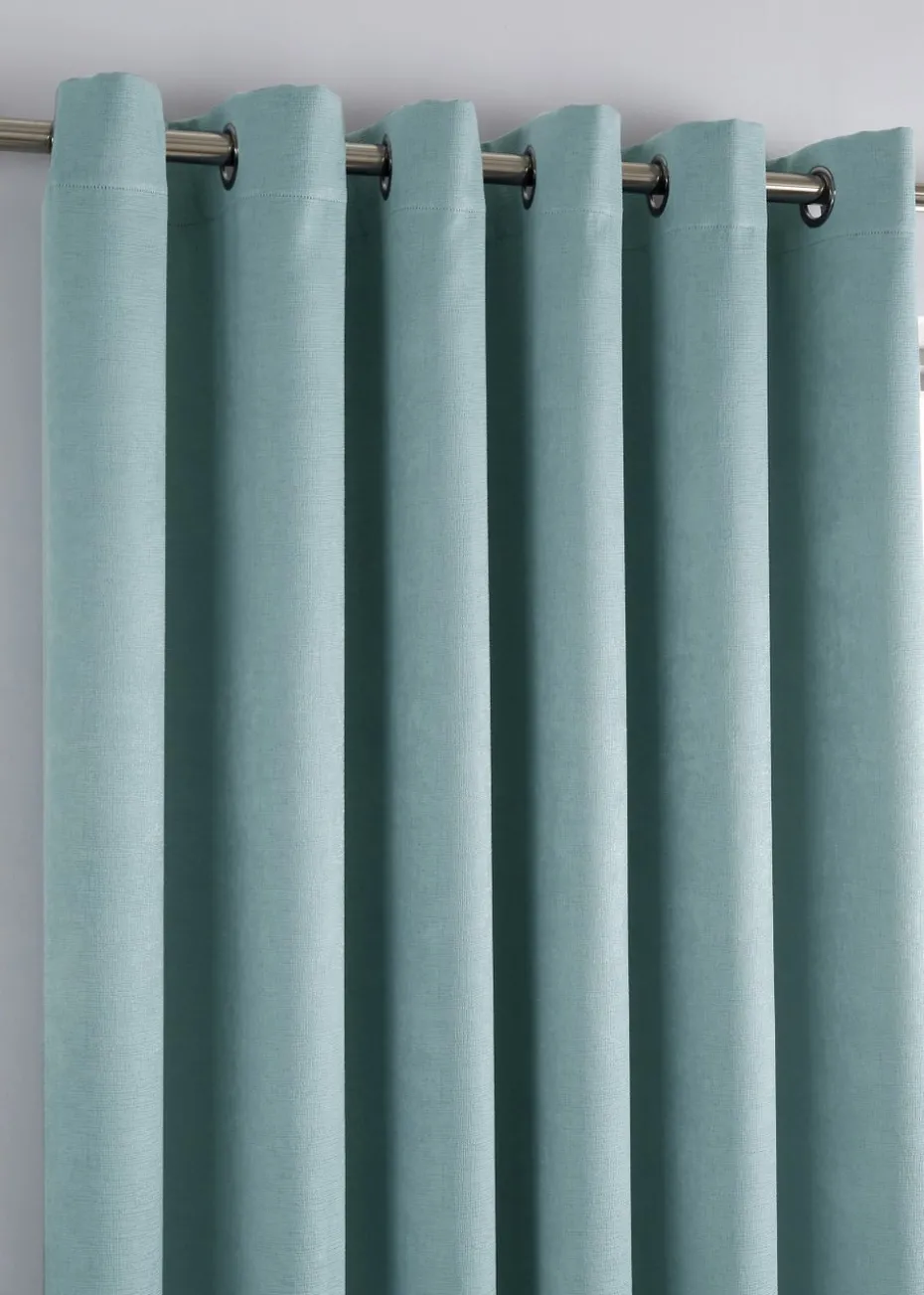 Fusion Strata Dimout Blue Eyelet Curtains