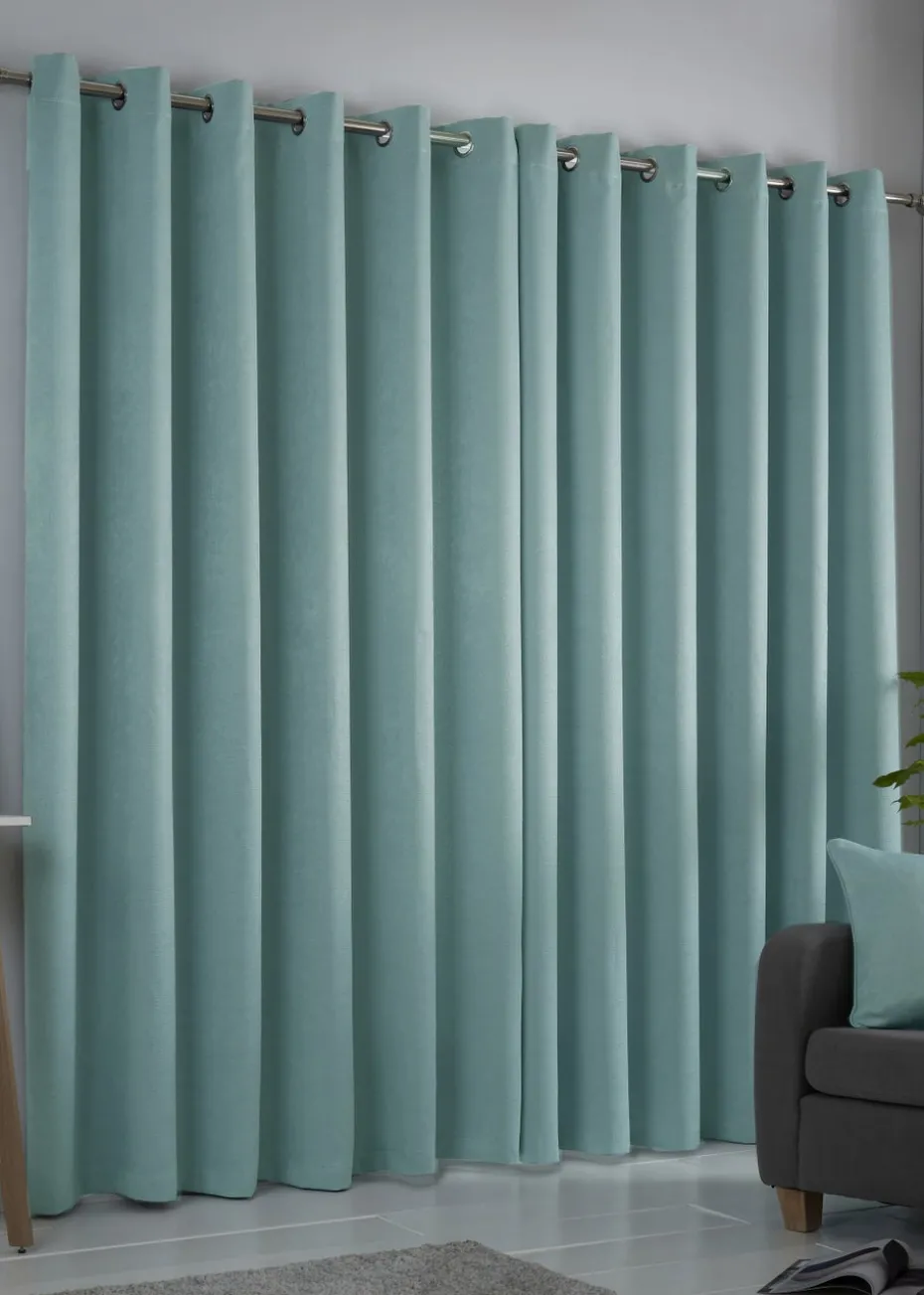 Fusion Strata Dimout Blue Eyelet Curtains