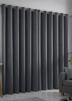 Fusion Strata Dimout Grey Eyelet Curtains