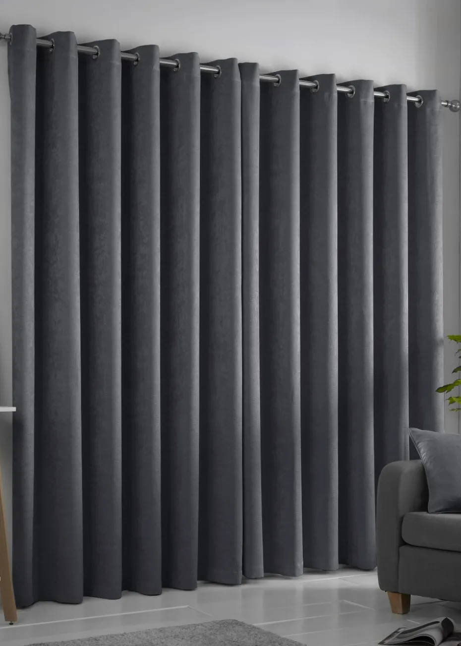 Fusion Strata Dimout Grey Eyelet Curtains