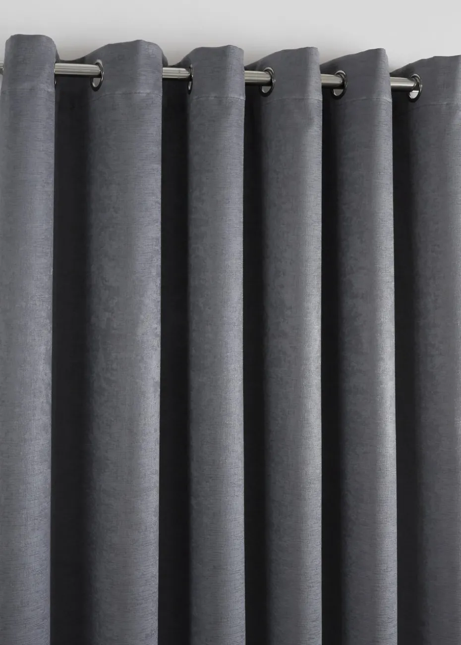 Fusion Strata Dimout Grey Eyelet Curtains