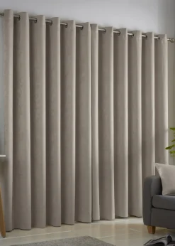 Fusion Strata Dimout Natural Eyelet Curtains