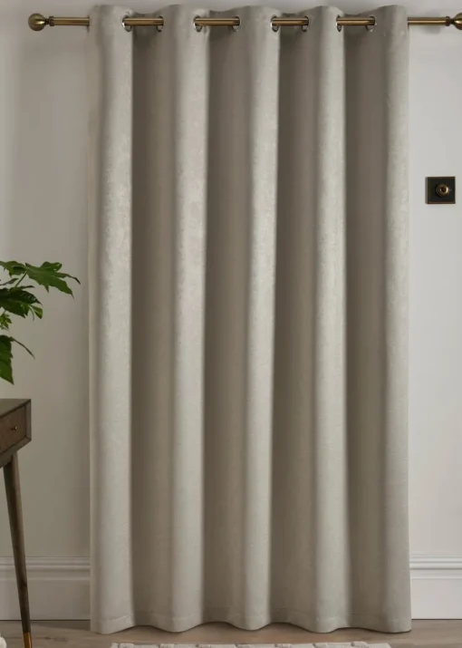 Fusion Strata Dimout Natural Eyelet Single Panel Door Curtain