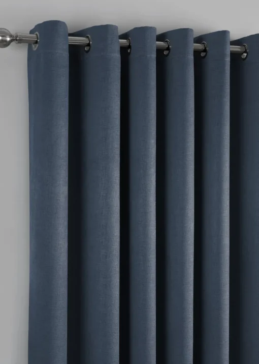 Fusion Strata Dimout Navy Eyelet Curtains