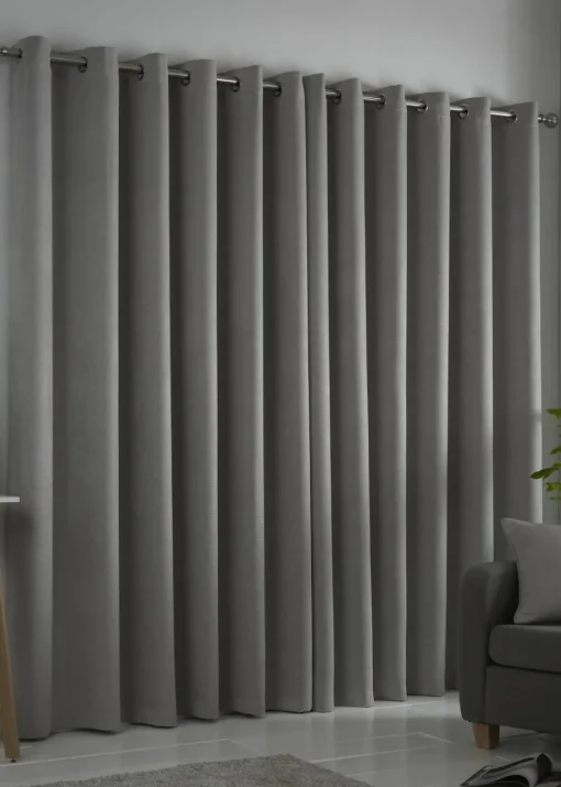 Fusion Strata Dimout Silver Eyelet Curtains