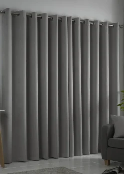 Fusion Strata Dimout Silver Eyelet Curtains