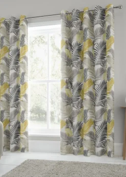 Fusion Tropical Curtains Yellow Eyelet Curtains