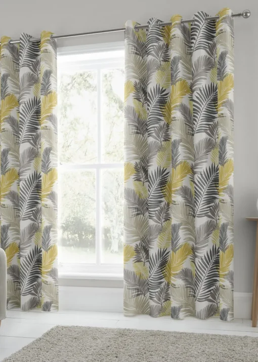 Fusion Tropical Curtains Yellow Eyelet Curtains