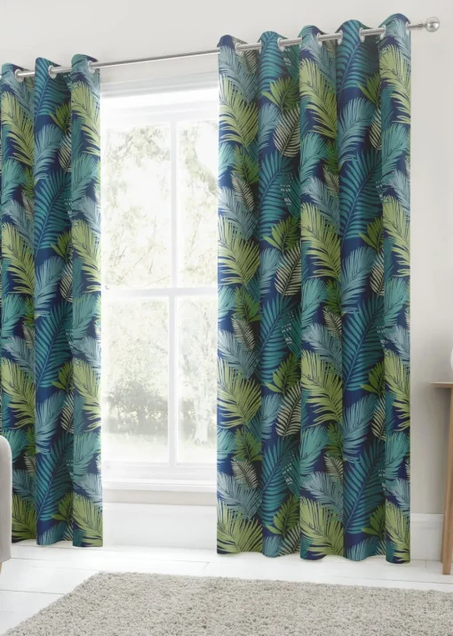 Fusion Tropical Curtains Blue Eyelet Curtains