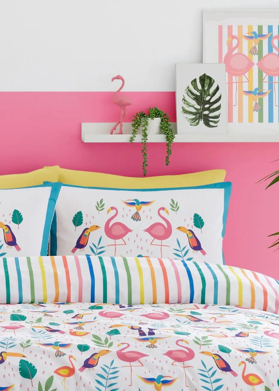 Fusion Tropical Flamingo Pink Duvet Cover Set