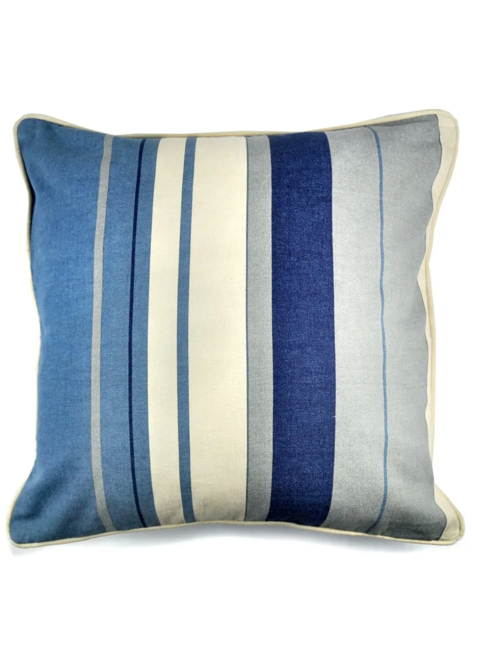 Fusion Whitworth Stripe Blue Filled Cushion (43cm x 43cm)