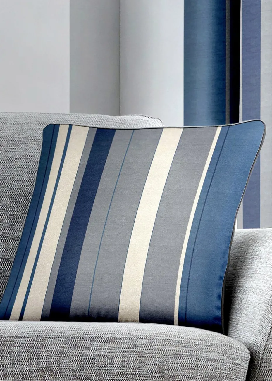 Fusion Whitworth Stripe Blue Filled Cushion (43cm x 43cm)