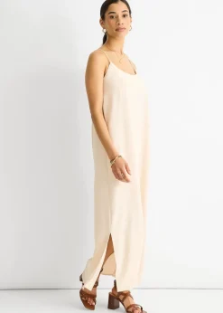 Gini London Beige Strappy Cross Back Airflow Oversized dress