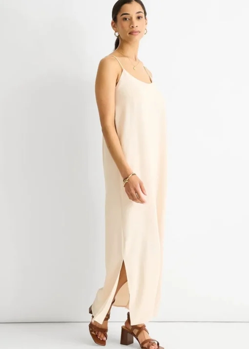 Gini London Beige Strappy Cross Back Airflow Oversized dress