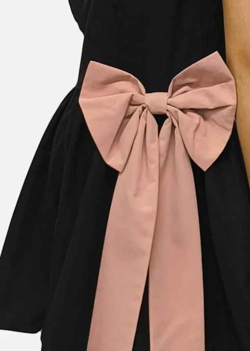 Gini London Black Bow Detail Puff Skort Playsuit