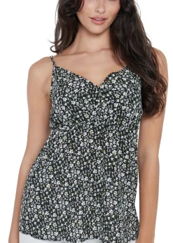 Gini London Black Floral Strappy Cami Top