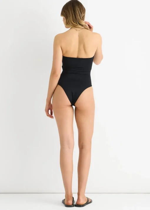 Gini London Black Front Tie Bandeau Swimsuit