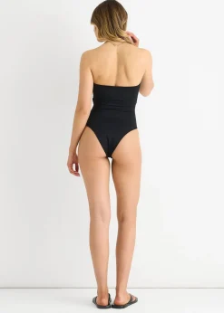 Gini London Black Front Tie Bandeau Swimsuit
